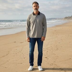 Aureus Textured Long Sleeve Polo – Clean, Elevated Everyday Style